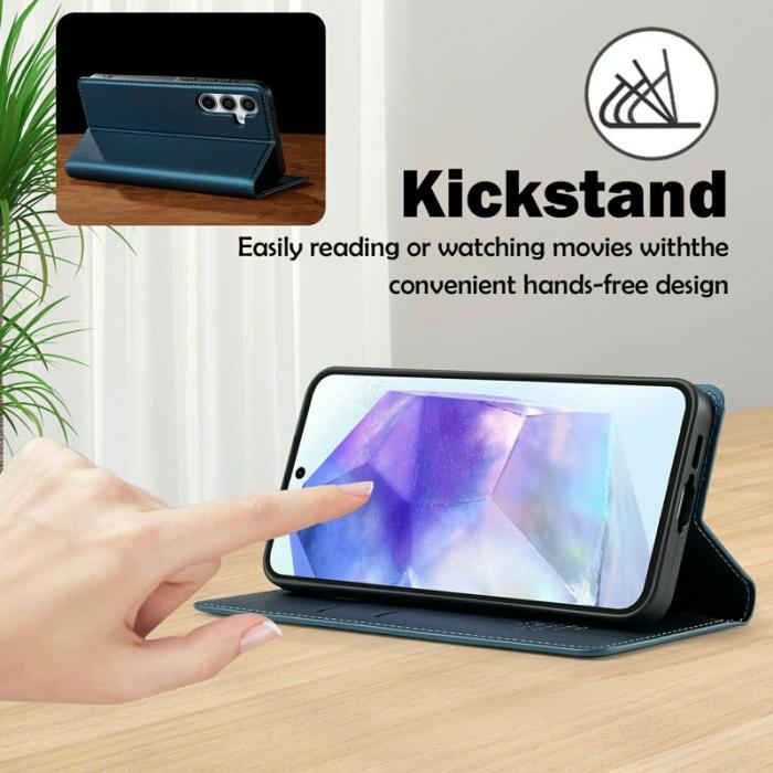 LC.imeeke - LC.IMEEKE L1 Series Samsung Galaxy A56 5G Plånboksfodral Konstläder - Blå