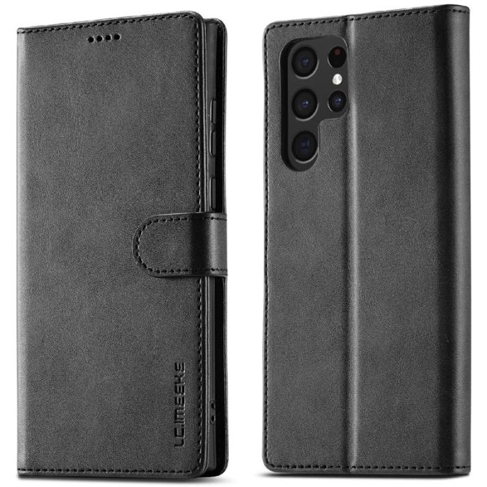 LC.imeeke - LC.IMEEKE Samsung Galaxy S25 Ultra Plånboksfodral Konstläder - Svart