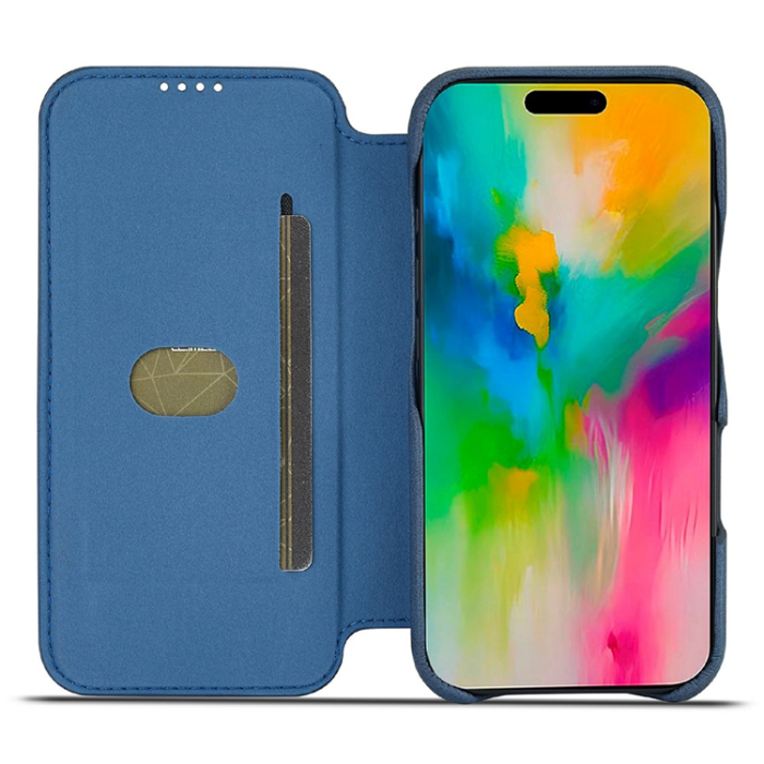 LC.imeeke - LC.IMEEKE iPhone 17 Mobilfodral Korthållare Läder Stativ - Blå