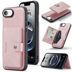 JEEHOOD - JEEHOOD iPhone 16e Fodral KonstL&auml;der Med Avtagbart Kortfack - Rosa