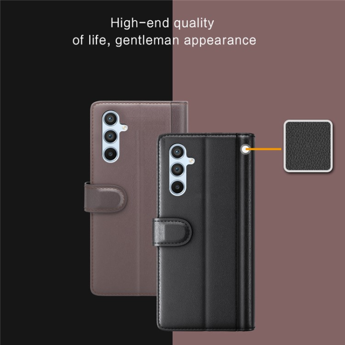 A-One Brand - Galaxy A54 5G Plånboksfodral Äkta Läder Folio Flip - Brun