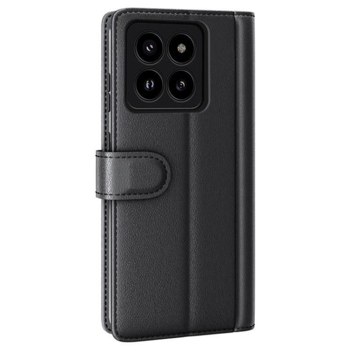 OEM - Xiaomi 14 Pro Plånboksfodral Äkta Läder Folio - Svart