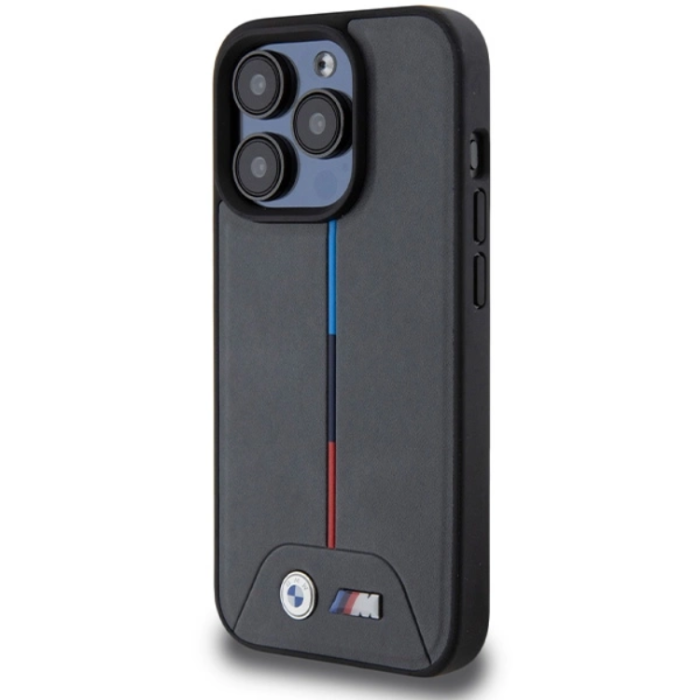 BMW - BMW iPhone 15 Pro Mobilskal Magsafe M Quilted Tricolor - Grå