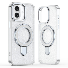 A-One Brand - iPhone 17 Mobilskal Glitter Design TPU + PC Kickstand - Transparent
