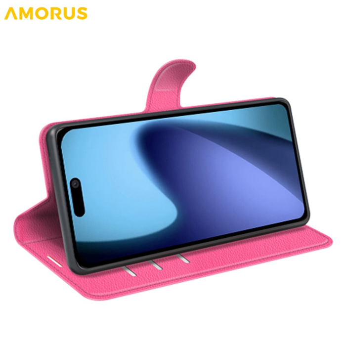 Amorus - AMORUS iPhone Air Plånboksfodral Flipstativ Litchi - Rose