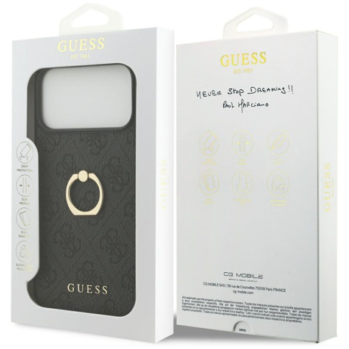 Guess - Guess iPhone 17 Pro Max Mobilskal Ringställ - Svart