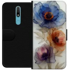 Gustaf - Pl&aring;nboksfodral till Nokia 2.4 med Silkesblommor