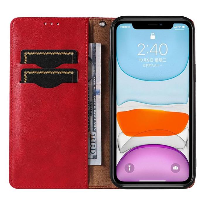 UTGATT1 - iPhone 13 Plånboksfodral Magnet Strap - Röd
