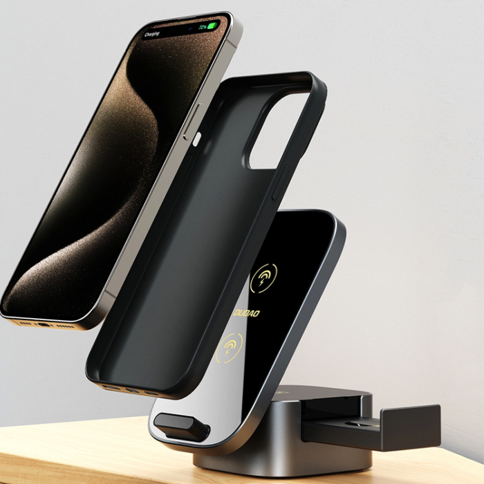 Dudao - Dudao 3-in-1 Trådlös Laddare Induktionsladdare 15W Mobil/Smartwatch/Hörlurar