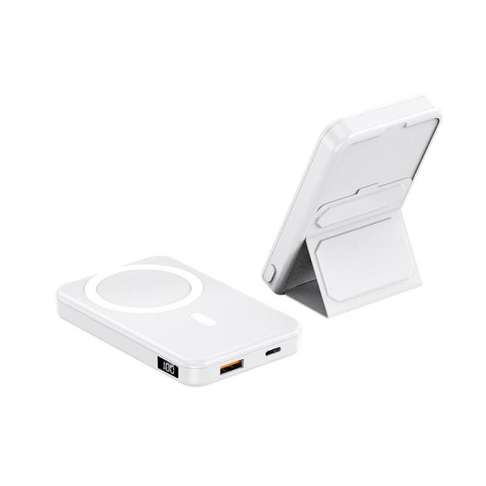 OEM - Magsafe Folding Magnetic Trådlös Powerbank 10000 mAh - Vit