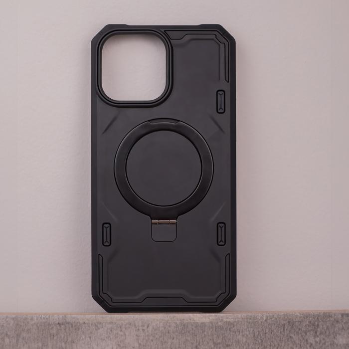 OEM - Svart Defender Mag Ring Skal iPhone 15 Pro - Stöttåligt Skydd