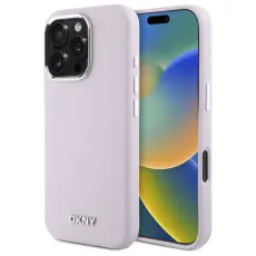 DKNY - DKNY Mobilskal till iPhone 16 Pro MagSafe Liquid Silikon Metall Logo - Rosa