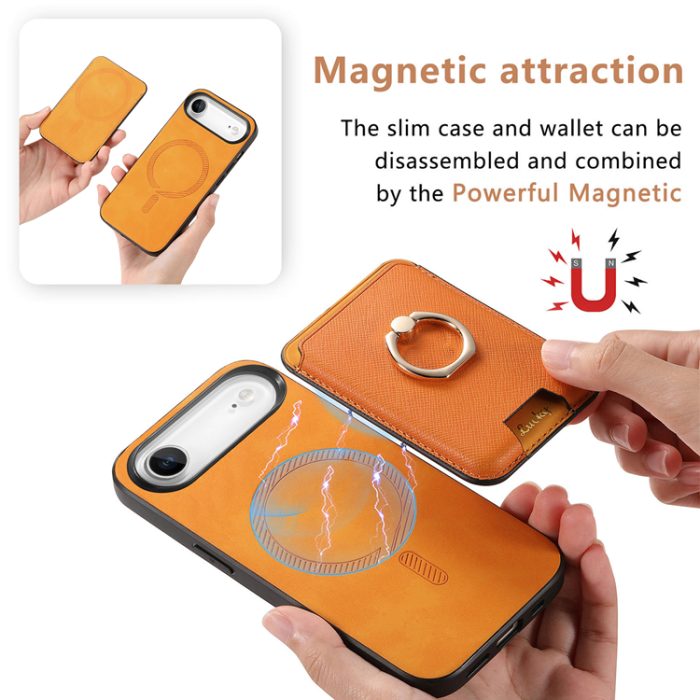 A-One Brand - iPhone 17 Air Mobilskal MagSafe Korthållare Kickstand - Orange