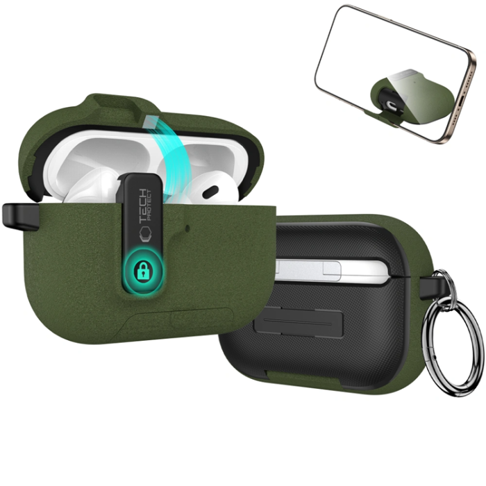 Tech-Protect - Tech-Protect Apple Airpods Pro 3 Skal Slim Hook - Olive Grön