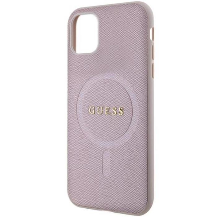 Guess - Guess iPhone 11/XR Mobilskal Magsafe Saffiano - Rosa