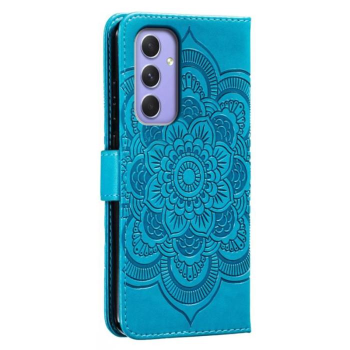 OEM - Samsung Galaxy S26 Plånboksfodral Konstläder Mandala Tryck - Blå
