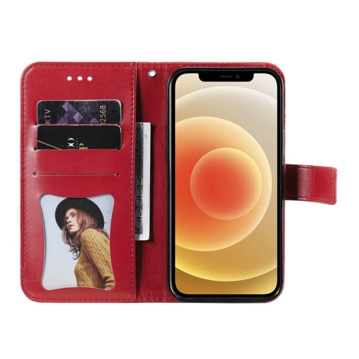 OEM - Samsung Galaxy S26 Plus Plånboksfodral Blommönster Konstläder Ställ - Röd