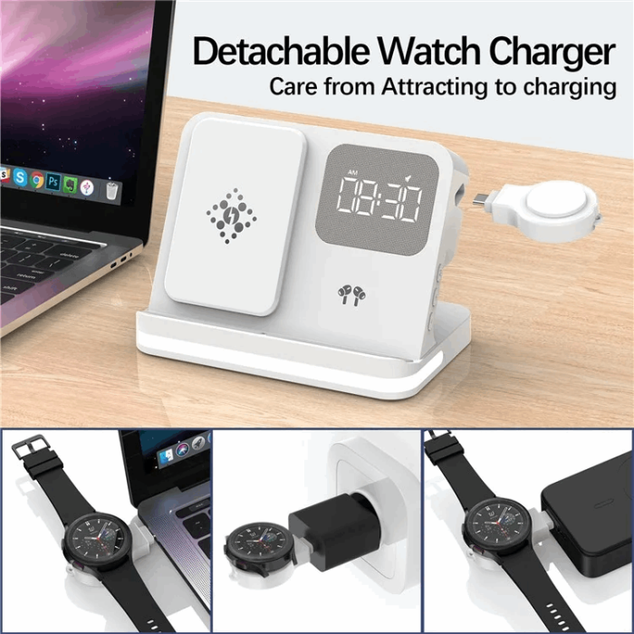 OEM - 3-in-1 Trådlös Laddare 15W Samsung Galaxy - Buds - Watch - Vit