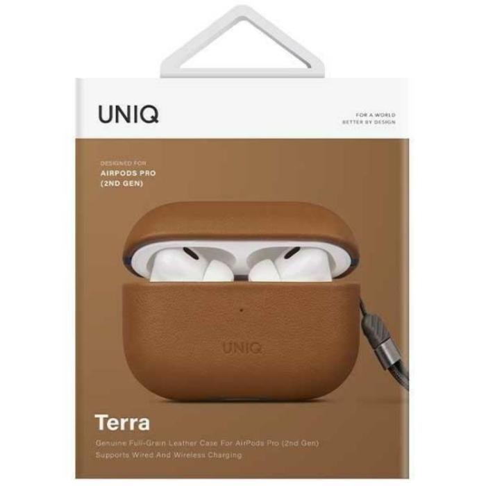 UNIQ - Uniq Airpods Pro 2 Skal Äkta Läder Terra - Toffee Brun
