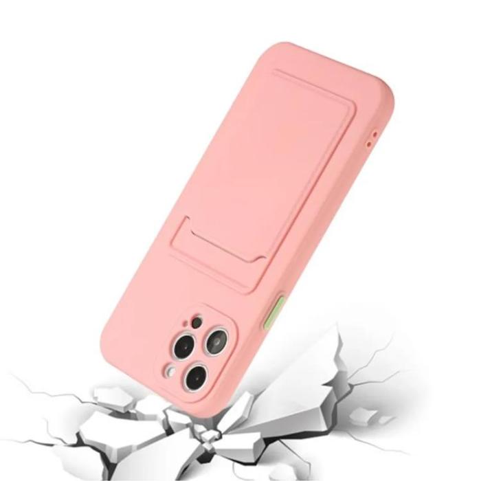Taltech - iPhone 15 Pro Mobilskal Korthållare TPU - Rosa