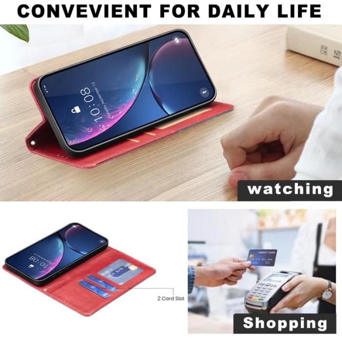 OEM - Mobilskal till Samsung Galaxy S26 Ultra Geometrisk Prägling Äkta Läder - Röd