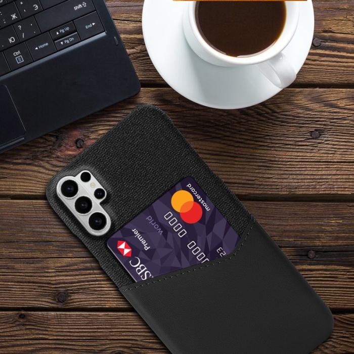 OEM - Mobilskal till Samsung Galaxy S26 Ultra PU Läder Klädtextur Hård PC - Svart