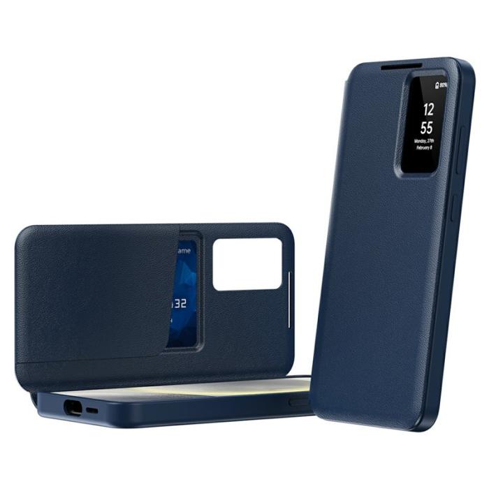 OEM - Mobilskal till Samsung Galaxy S26 Ultra PU Läder Smart View - Safir