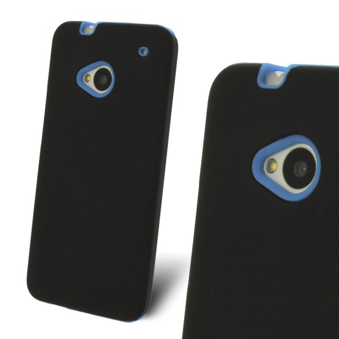 UTGATT4 - Hybrid Silikon Combo Skal till HTC One (M7) (Blå) + Skärmskydd