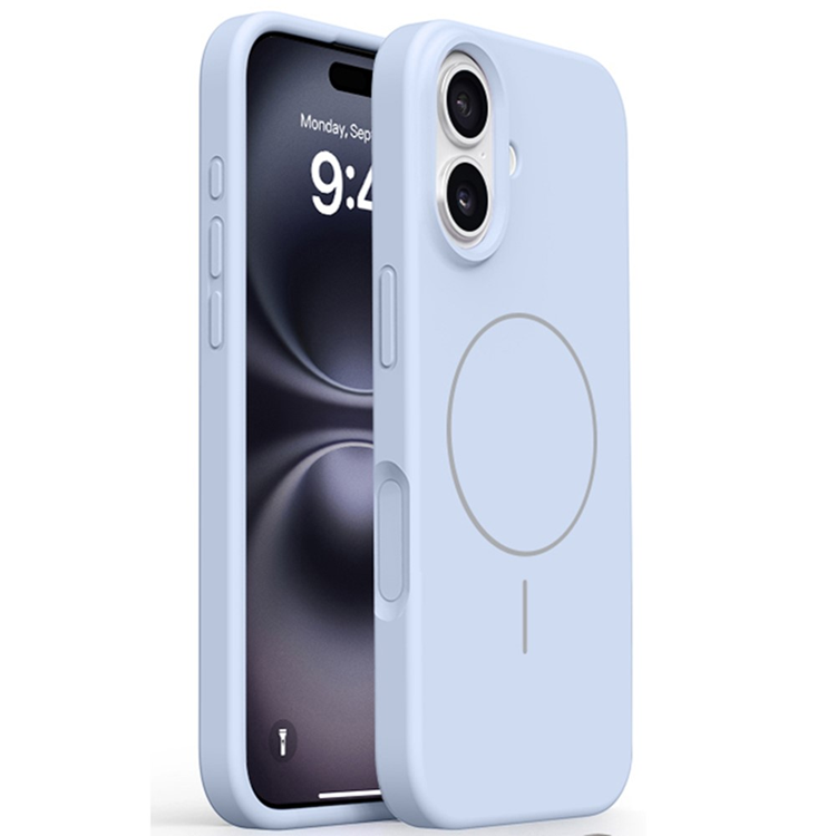 iPhone 16 Mobilskal MagSafe Liquid Silikon Microfiber Lining - Blå | 2353 | AlltMobil
