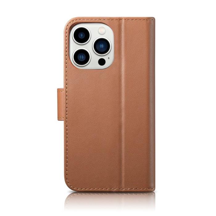 ICARER - iCarer iPhone 14 Pro Plånboksfodral 2in1 Läder - Brun