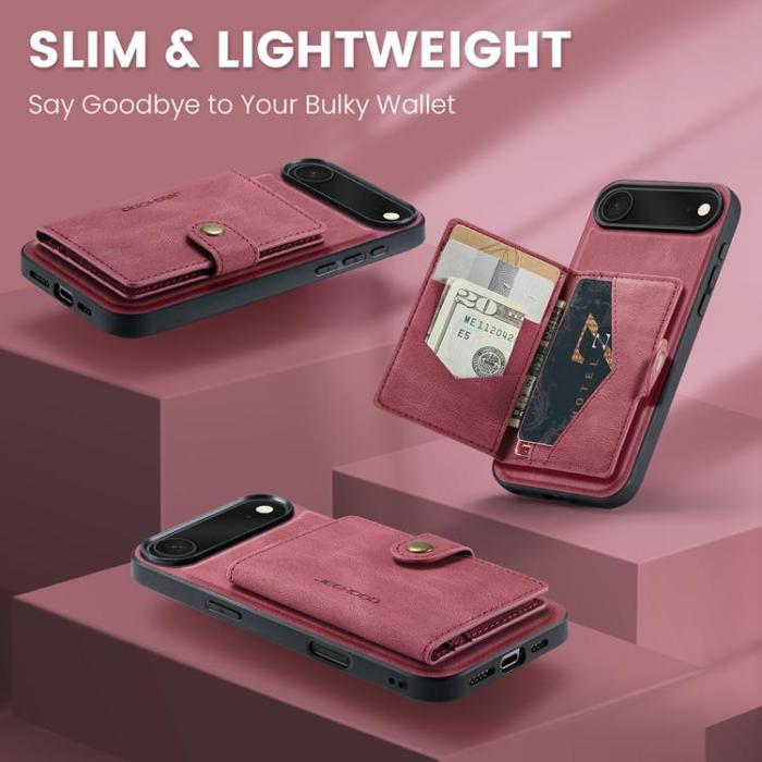 OEM - JEEHOOD iPhone Air Mobilskal KonstLäder + Plast Avtagbar - Röd