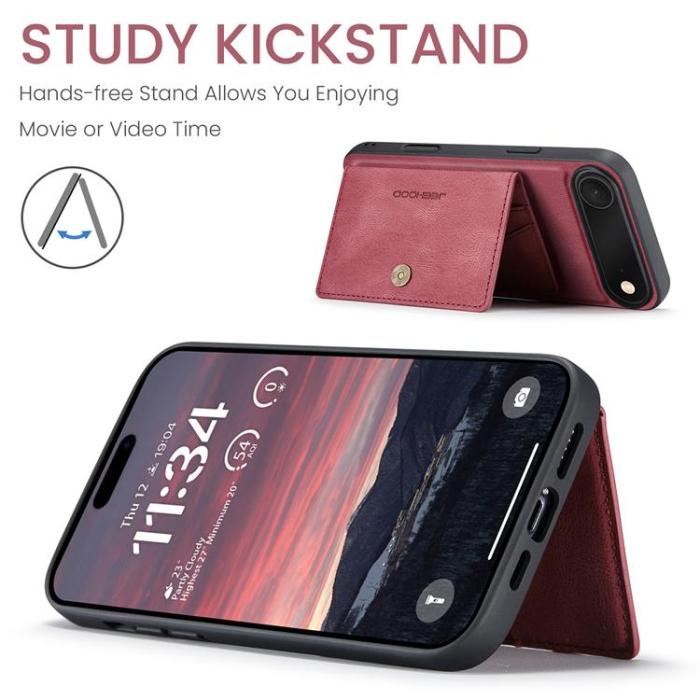 OEM - JEEHOOD iPhone Air Mobilskal KonstLäder + Plast Avtagbar - Röd