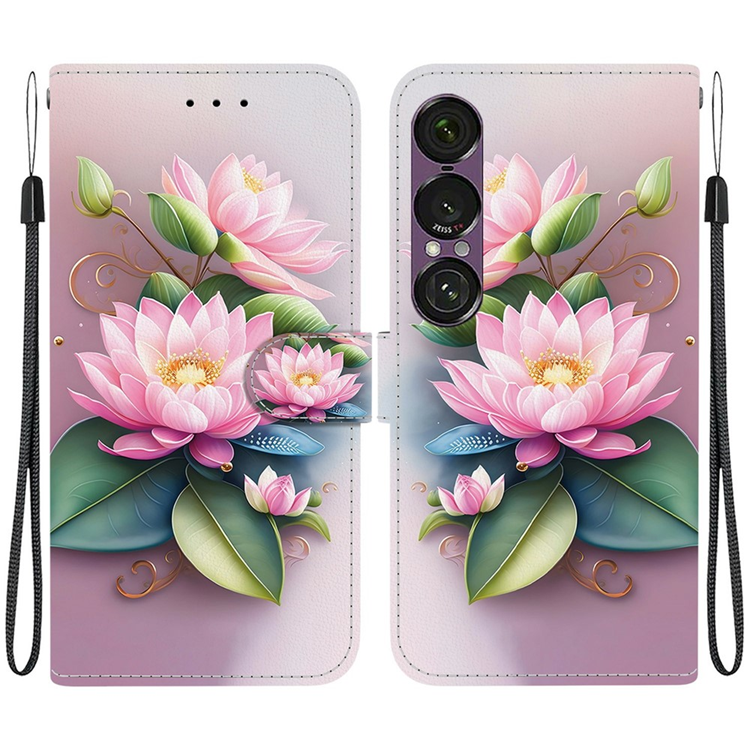 Sony Xperia 1 VII Plånboksfodral med Lanyard Printing - Lotus | 2353 | AlltMobil