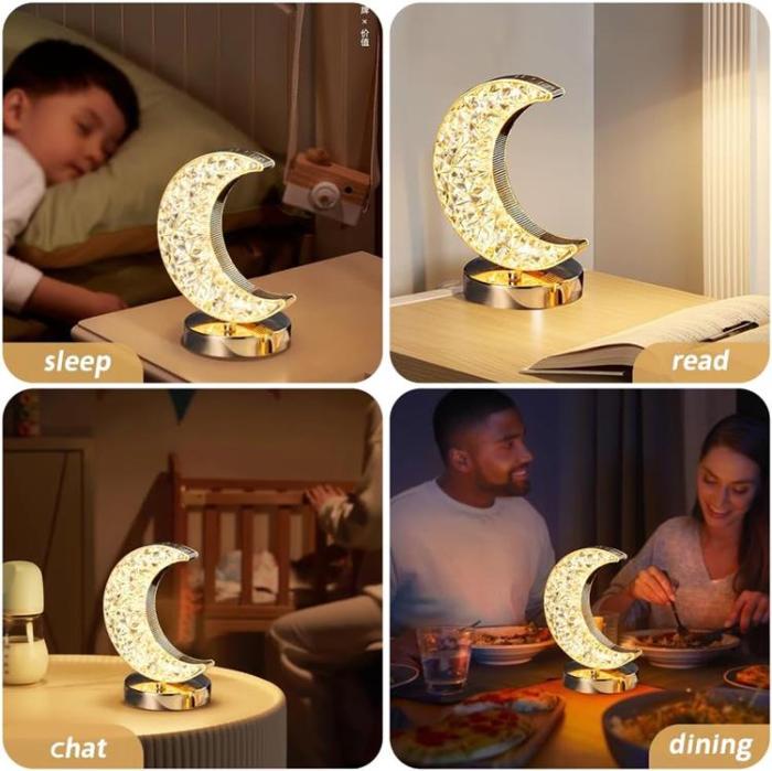 OEM - Crystal Moon Night Light Touch Lampa