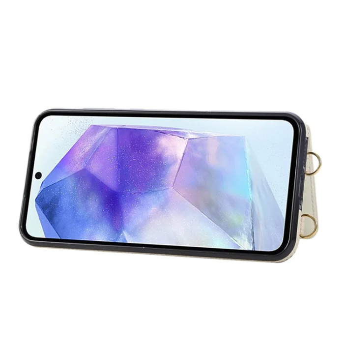 A-One Brand - Galaxy S25 Edge Mobilskal Korthållare Kickstand Rhombus - Beige