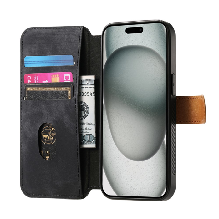 A-One Brand - Plånboksfodral För iPhone 17 Armband Kickstand - Svart