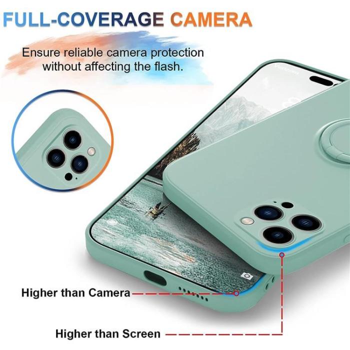 OEM - iPhone 15 Pro Mobilskal Ringhållare Liquid Silikon - Cyan