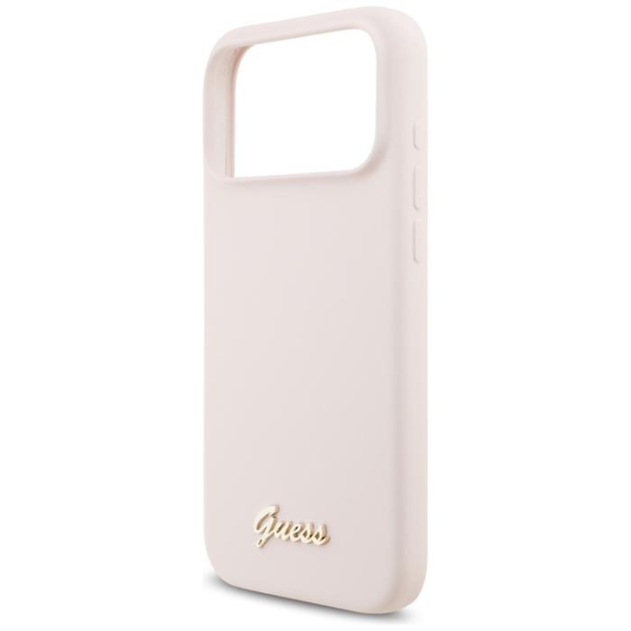 Guess - Guess Mobilskal För iPhone 17 Pro Max Magsafe Script Metal Logo - Rosa