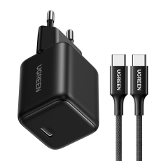 Ugreen - Ugreen GaN Snabbladdare 30W USB-C med USB-C Kabel 1m Svart