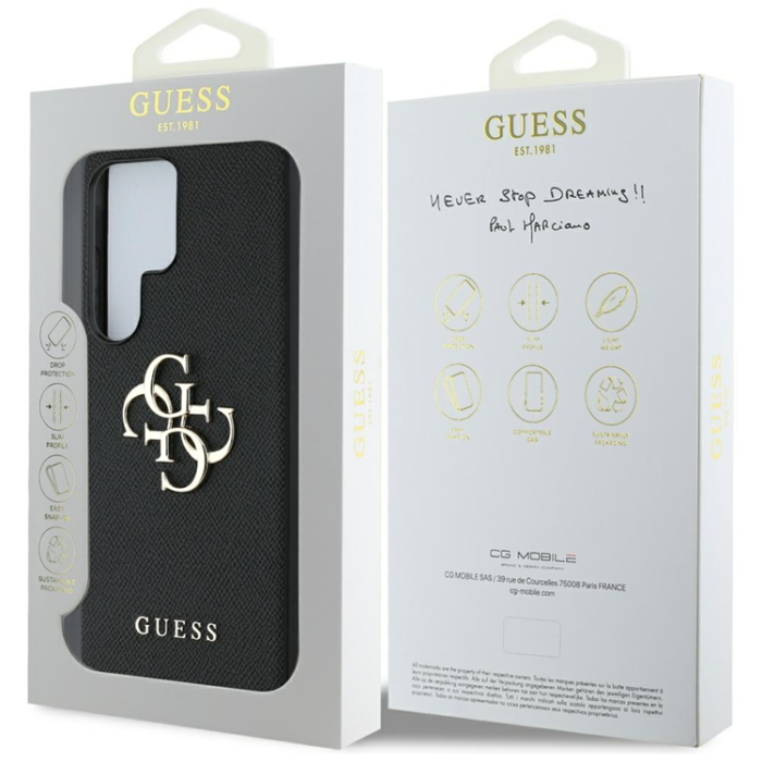 Guess - Guess Mobilskal till Galaxy S25 Ultra Grained Big 4G Logo Small Classic - Svart