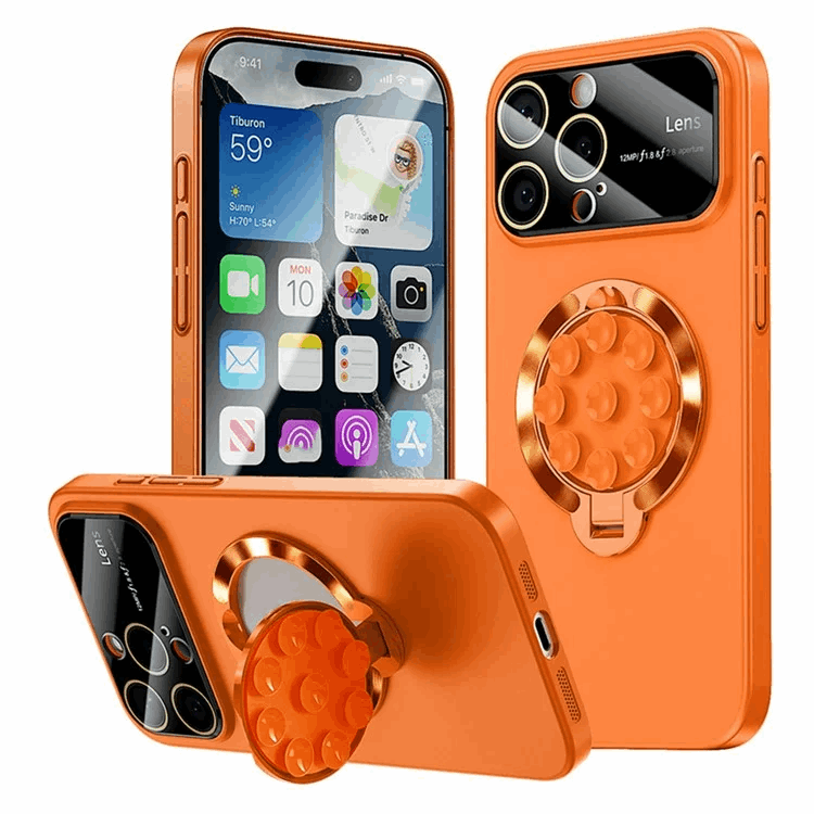 iPhone 15 Pro Mobilskal Magsafe Sugkopphållare Kickstand - Orange | 2353 | AlltMobil