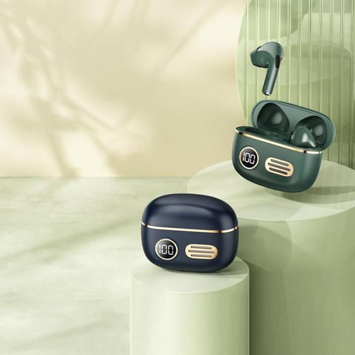 UTGATT5 - Remax In-Ear Trådlösa Hörlurar , Retro True TWS Music Earbuds - Grön
