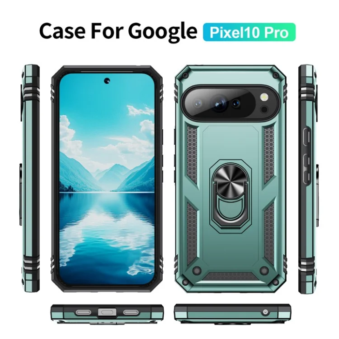 A-One Brand - Google Pixel 10/10 Pro Mobilskal Kickstativ - Svartgrön