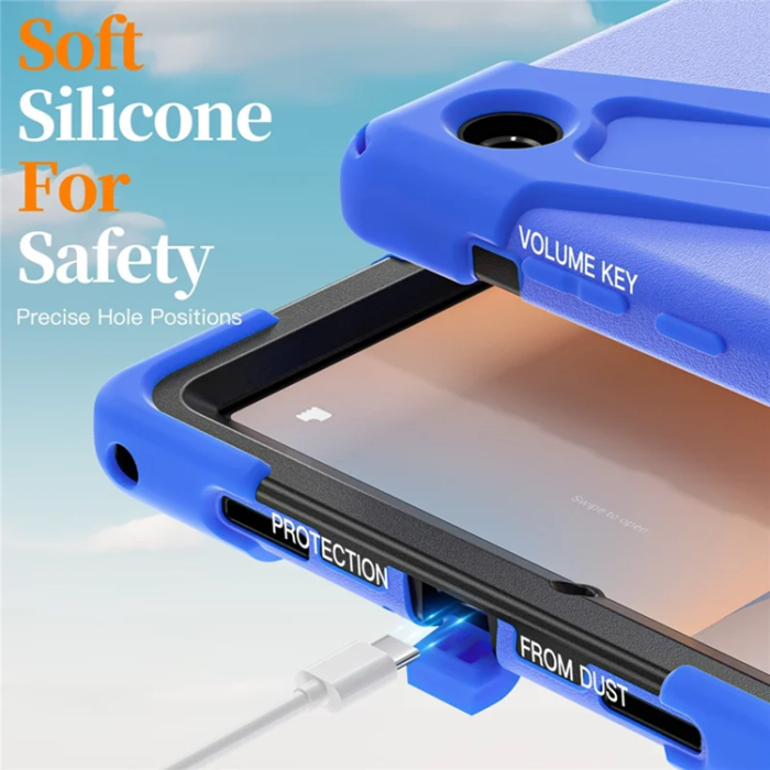 A-One Brand - Galaxy Tab A11 Plus Skal Kickstand Silikon Axelrem - Blå