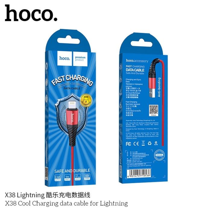 Hoco - HOCO COOL USB-A till Lightning kabel 1m Röd