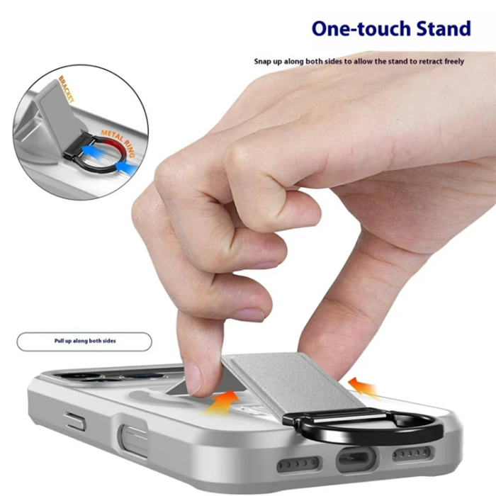 A-One Brand - iPhone 17 Pro Max Mobilskal Magsafe D-Ring Kickstand - Grå