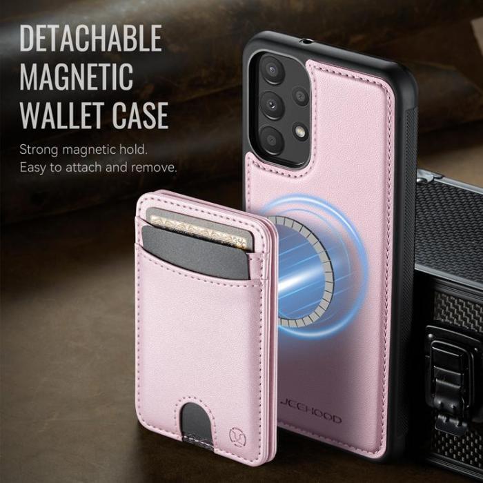OEM - JEEHOOD Samsung Galaxy A13 4G/5G Mobilskal Konstläder med Kortfack - Rosa