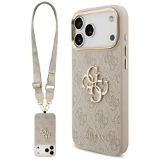 Guess - Guess iPhone 17 Pro Max Mobilskal 4G Big Classic Logo Big Strap Metal - Rosa