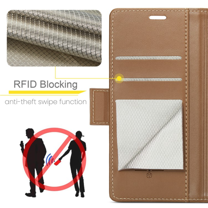 Caseme - Caseme Google Pixel 7A Plånboksfodral RFID Litchi - Brun