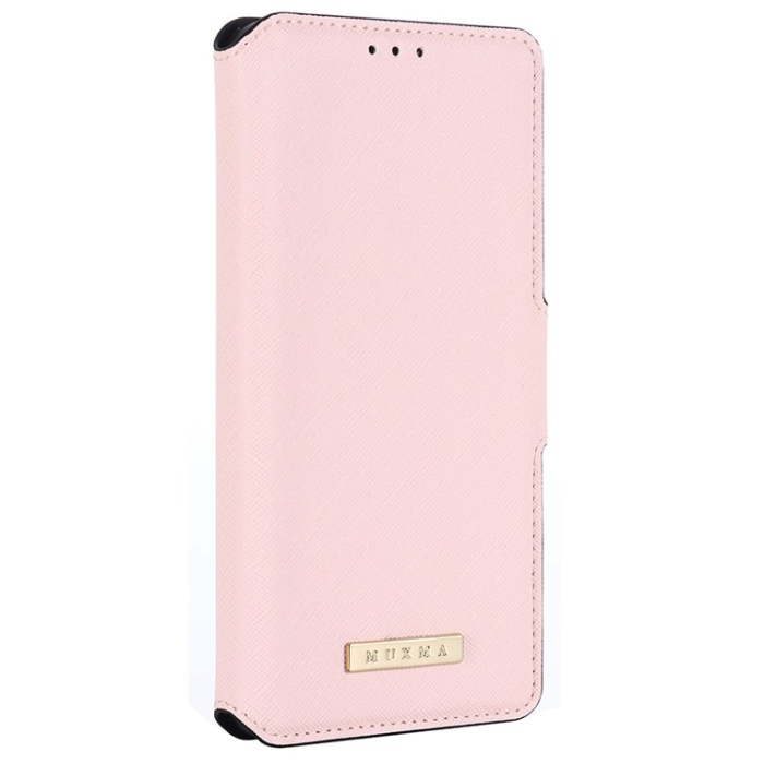 MUXMA - MUXMA iPhone 14 Pro Max Plånboksfodral Cross Texture - Rosa